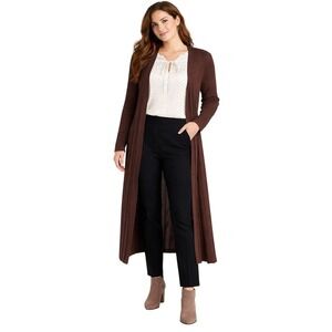 House of Harlow Brown Ribbed Knit Duster Cardigan Size L Missing Belt